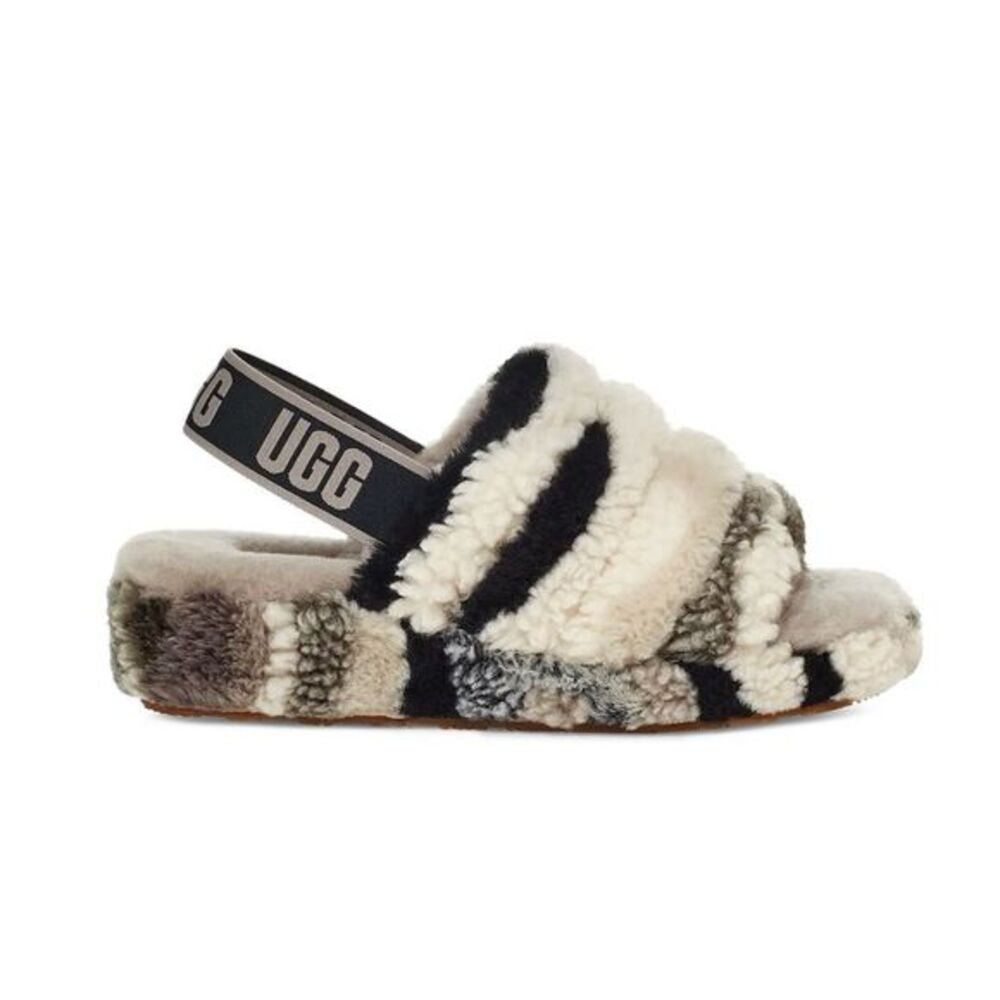 UGG Women's Fluff Yeah Cali Collage Slide Sandals Multicolor Size 6 Casual